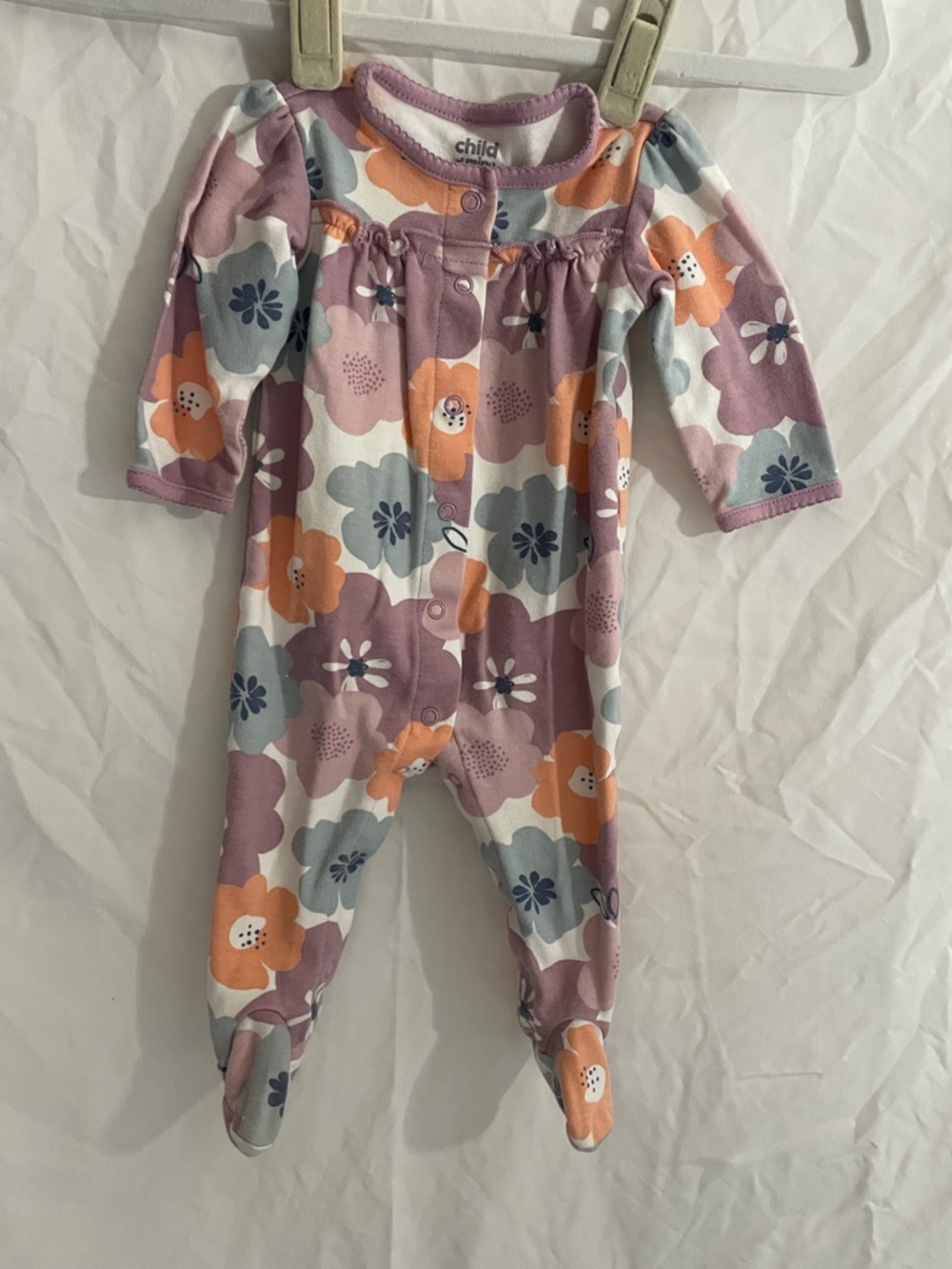 Carter's Lavender, Orange & Light Blue Floral Footed One-Piece - Picture 4 of 4